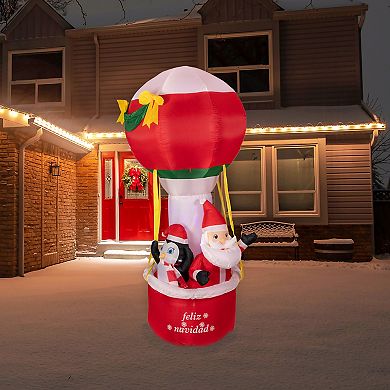 Northlight Lighted Inflatable Feliz Navidad Hot Air Balloon Outdoor Decoration - 7'