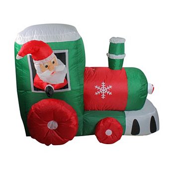 Northlight Lighted Inflatable Santa on Locomotive Train Outdoor Christmas Decoration - 4.5 Feet