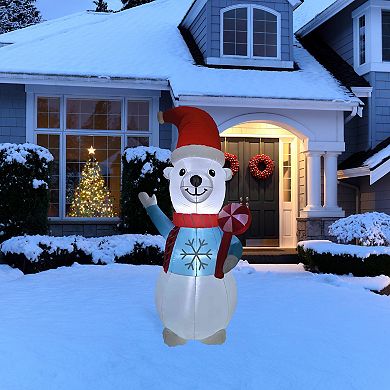 Northlight LED Lighted Inflatable Polar Bear Outdoor Decoration 8.25-Foot