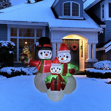 Northlight Lighted Inflatable Family of Snowmen Outdoor Decoration - 4 Feet