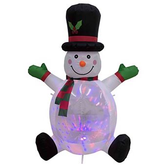 Northlight Lighted Inflatable Snowman with Top Hat Outdoor Decoration - 4 Feet