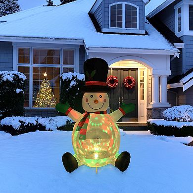 Northlight Lighted Inflatable Snowman with Top Hat Outdoor Decoration - 4 Feet