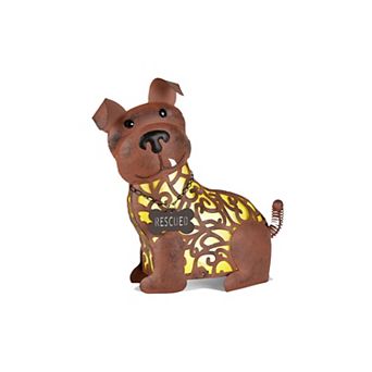 Gerson Solar Dog Rescued LED Statue Outdoor Decor