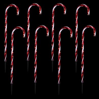 Northlight Set of 8 LED Candy Cane Pathway Markers Outdoor Decor 28-inches