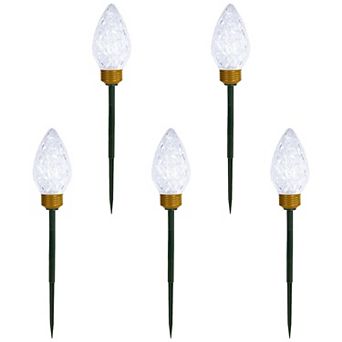 Northlight LED Lighted C9 Style Christmas Pathway Lawn Stakes Outdoor Decor 5 pk