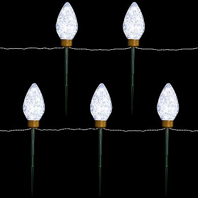 Northlight LED Lighted C9 Style Christmas Pathway Lawn Stakes Outdoor Decor 5-pk.