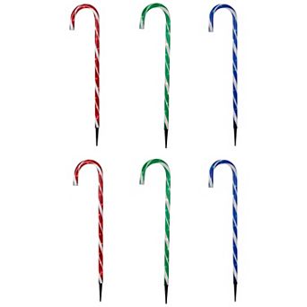 Northlight Lighted Outdoor Candy Cane Pathway Markers Set of 6 - 28 in