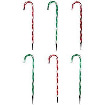 Northlight Lighted Outdoor Christmas Candy Cane Pathway Markers - Set of 6 - 28 in