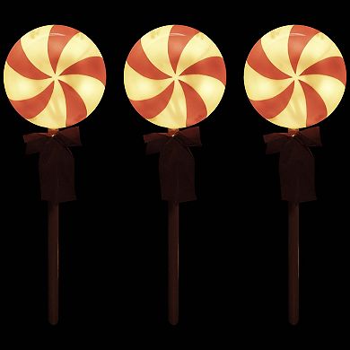 Northlight Lighted Peppermint Candy Outdoor Pathway Markers - 16 Inches - Set of 3