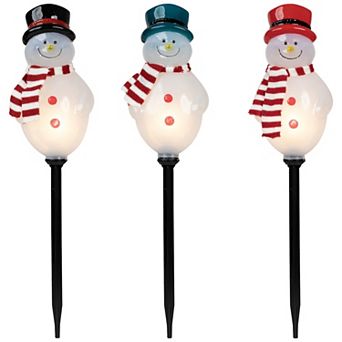 Northlight Lighted Snowmen Pathway Markers Outdoor Decor 3 pk