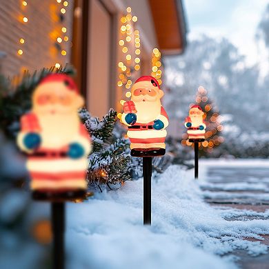 Northlight Lighted Santa Claus Pathway Markers Outdoor Decor 16-Inch 4-Pk.