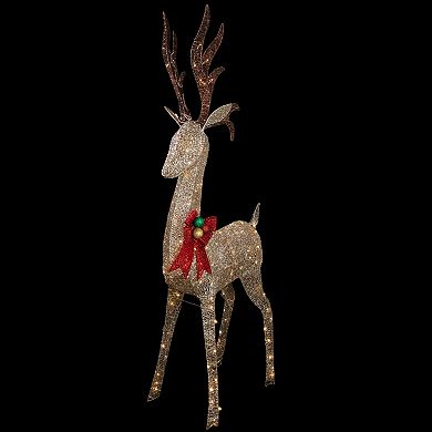 Northlight LED Lighted Deer with Red Bow Outdoor Christmas Decoration 74-Inch