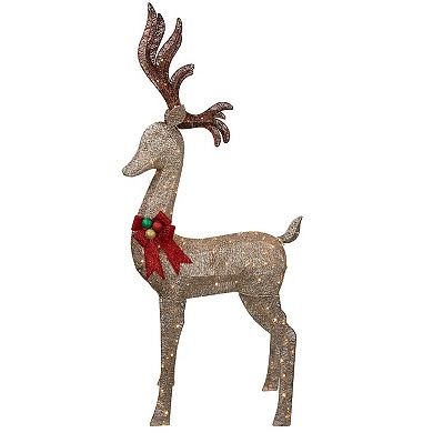Northlight LED Lighted Deer with Red Bow Outdoor Christmas Decoration 74-Inch