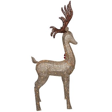 Northlight LED Lighted Deer with Red Bow Outdoor Christmas Decoration 74-Inch