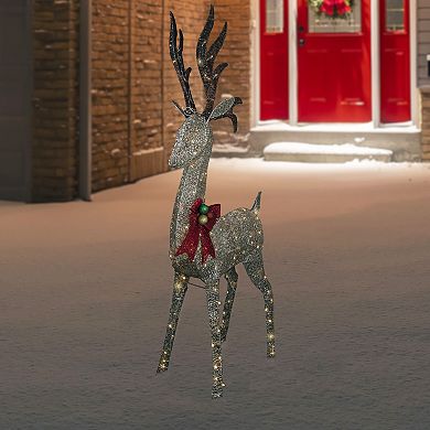 Northlight LED Lighted Deer with Red Bow Outdoor Christmas Decoration 74-Inch