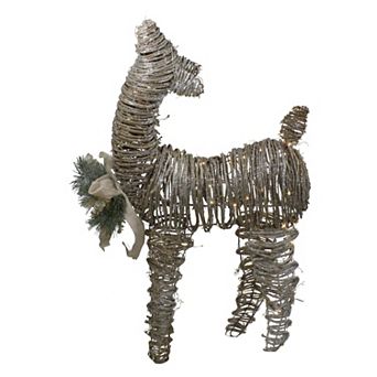 Northlight 32-Inch 3D Pre-Lit Standing Rattan Reindeer Outdoor Decor