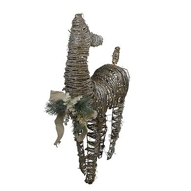 Northlight 32-Inch 3D Pre-Lit Standing Rattan Reindeer Outdoor Decor