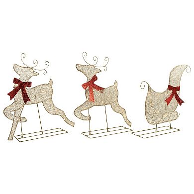 Northlight 3-pc. LED Lighted Reindeer & Sleigh Outdoor Christmas Decoration