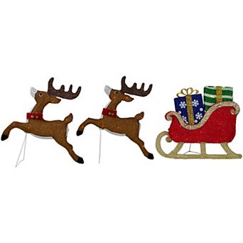 Northlight Lighted Reindeer & Sleigh Christmas Decoration 59 in