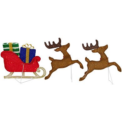 Northlight Lighted Reindeer & Sleigh Christmas Decoration 59 Inches