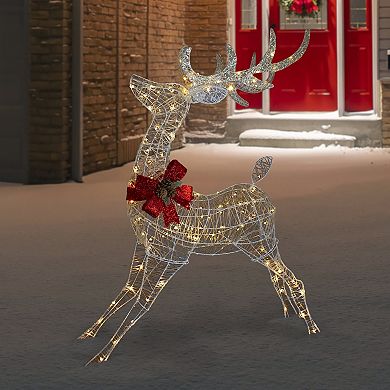 Northlight 56-inch LED Lighted Reindeer with Glitter Bow Outdoor Decoration