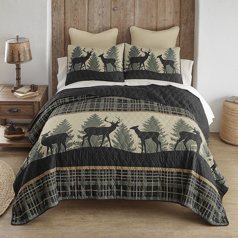 Donna Sharp Deer Walk Rustic Quilt Set, Black