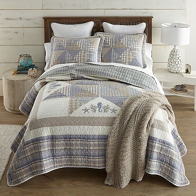 Donna Sharp Coastal Embroidered Pieced Cotton Quilt Set