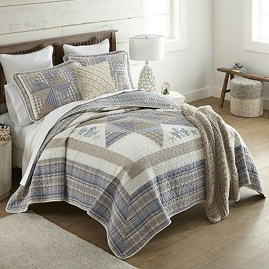 Donna Sharp Coastal Embroidered Pieced Cotton Quilt Set