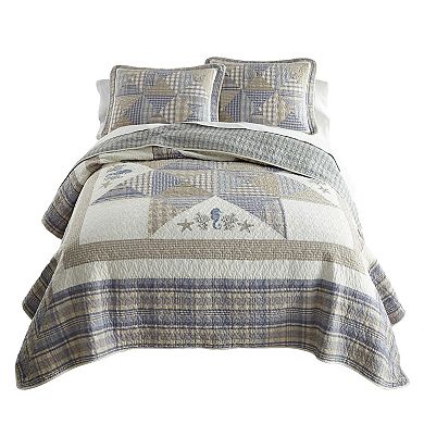 Donna Sharp Coastal Embroidered Pieced Cotton Quilt Set