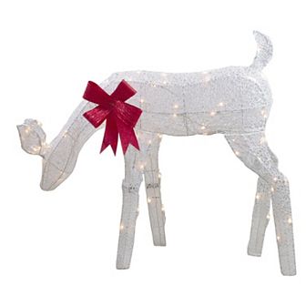 Northlight Lighted Mesh Feeding Doe Outdoor Decoration - 37 in