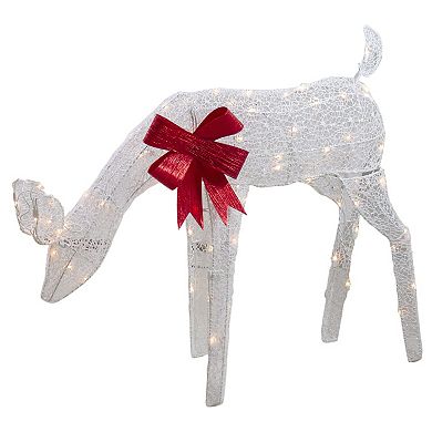 Northlight Lighted Mesh Feeding Doe Outdoor Decoration - 37 inches