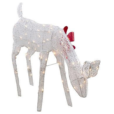 Northlight Lighted Mesh Feeding Doe Outdoor Decoration - 37 inches