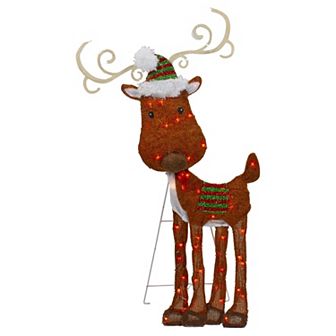 Northlight Lighted 2D Chenille Reindeer Outdoor Decoration 32 in
