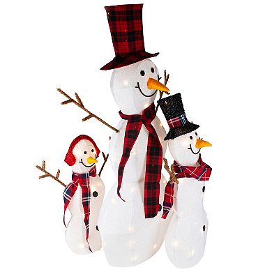 Northlight Lighted Tinsel Snowmen Family Outdoor Decorations Set of 3