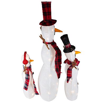 Northlight Lighted Tinsel Snowmen Family Outdoor Decorations Set of 3