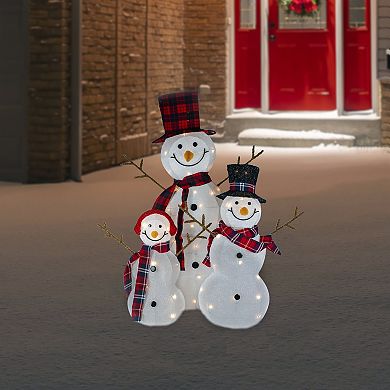 Northlight Lighted Tinsel Snowmen Family Outdoor Decorations Set of 3