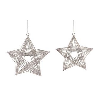 Melrose 3D Wire Frame Star Christmas Ornaments 8.25 in Set of 2