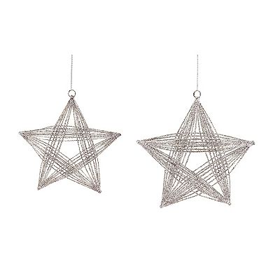 Melrose 3D Wire Frame Star Christmas Ornaments 8.25 Inches Set of 2