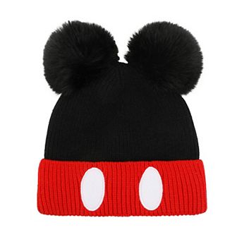 Women's Disney's Mickey Mouse Knit Cap With Pom Poms