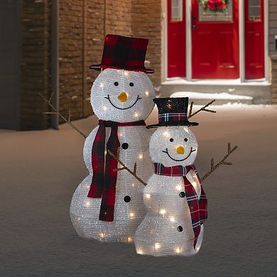Northlight 2-pc. Lighted Tinsel Snowmen Family Outdoor Decor Set