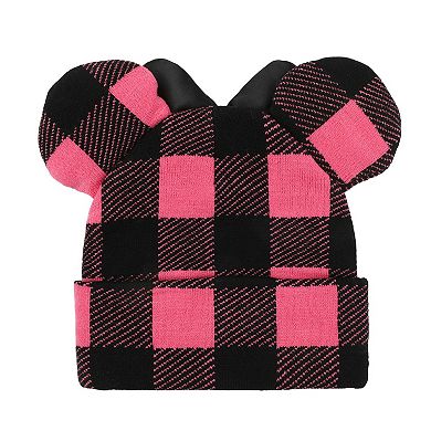 Women's Disney Minnie Mouse Ears Plaid Cuff Beanie