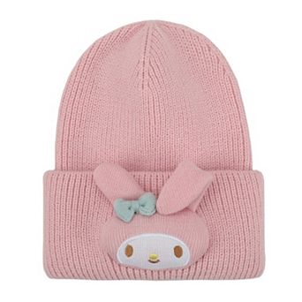Women's My Melody 3D Plush Character Head Tall Cuff Beanie