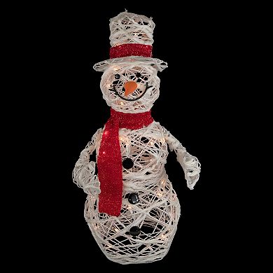 Northlight Lighted Glittery Rattan Snowman Outdoor Decoration