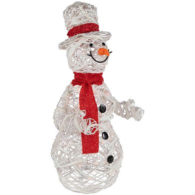 Northlight Lighted Glittery Rattan Snowman Outdoor Decoration