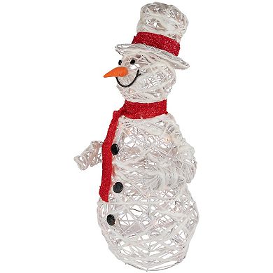 Northlight Lighted Glittery Rattan Snowman Outdoor Decoration