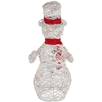 Northlight Lighted Glittery Rattan Snowman Outdoor Decoration