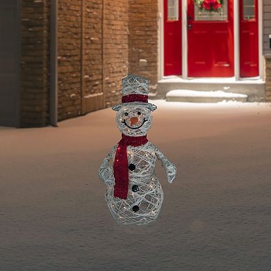 Northlight Lighted Glittery Rattan Snowman Outdoor Decoration