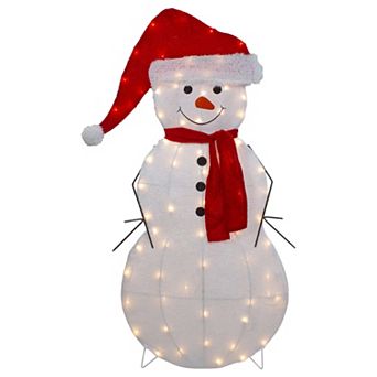 Northlight 42-Inch Lighted 2D Chenille Snowman Outdoor Christmas Decoration