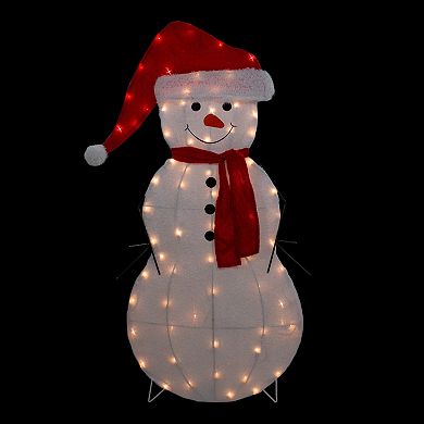 Northlight 42-Inch Lighted 2D Chenille Snowman Outdoor Christmas Decoration