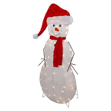Northlight 42-Inch Lighted 2D Chenille Snowman Outdoor Christmas Decoration